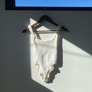 Hunza G Ivory Ribbed One Piece Bathing Suit